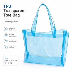 OEM Transparent TPU <b>Jelly</b> Tote Bag <b>Clear</b> PVC Style Waterproof Beach Tote Handbag with Custom Logo Ladies Summer Resort Gift - Product Image 2