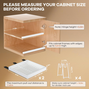 2 Pack Kitchen Pull Out Expandable Sheet Metal Pot <b>Rack</b> Pull-Out Spice Dish <b>Plate</b> Drying Storage <b>Rack</b> Organizer Set for Cabinets - Product Image 4
