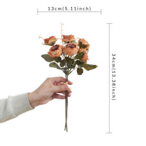 باقة ورد 6 رؤوس نابضة بالحياة ودائمة مناسبة لديكورات الزفاف المنزلية سهلة الاستخدام - Product Image 2