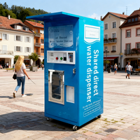 Distributeur d'eau RO à monnayeur avec refroidisseur, réservoir en acier inoxydable de 150 L, fonctionnement à distance mobile, moteur 220 V, garantie 1 an