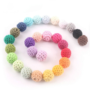 Offre Spéciale 20mm tricot rond <span class=keywords><strong>coton</strong></span> Crochet perles en bois pour la fabrication de bijoux de bricolage - Product Image 2