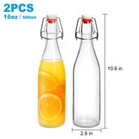 Bouteilles en verre à couvercle basculant 16oz avec couvercle hermétique pour diffuseur à bâtonnets, fermentation, extrait de vanille, huile et brassage maison