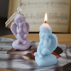 Candele Profumate Trendy a Forma di <span class=keywords><strong>Cuore</strong></span> 3D con Cherubino Seduto, Candele Estetiche e Eleganti per Decorazione Casa e Tavola - Product Image 1