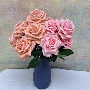 Rose artificielle en velours de haute qualité, grande rose à 7 têtes, vente en gros, pour la décoration de la maison - Product Image 5