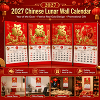 Calendrier mural lunaire chinois 2027 personnalisé avec logo, Année du Chèvre, calendrier promotionnel, vente en gros