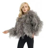 Wholesale New Style Women's Real Ostrich Fur Coat Lady Winter Turkey Feather Fur Jackets