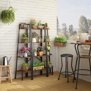 4 Tiers <strong>Triangle</strong> Shaped Industrial <strong>Wooden</strong> Storage Book <strong>Shelf</strong> With for Living Room Bedroom Warehouse Shelving - Product Image 6