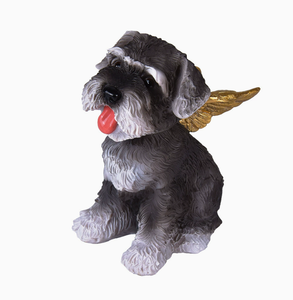 Statua di Cane in Resina <span class=keywords><strong>con</strong></span> Ali Dorate, Adorabile Posizione Seduta e Lingua Rosa, Decorazione per Casa e Scrivania, Tema Angelico - Product Image 4
