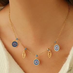 Blue Evil Eye Patron Saint Collar Mujer Luz Lujo Moda Versátil Joyería Cadena de clavícula Joyería - Product Image 5