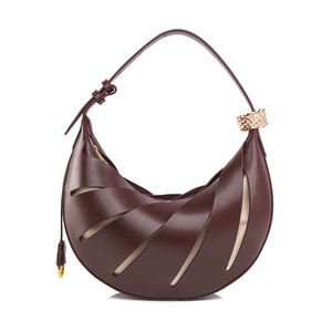 Nouveau sac à bandoulière en PU doux et sucré, sac à main uni avec nœud, sac en forme de croissant ajouré sculpté délicatement, personnalisable - Product Image 1