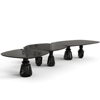 Table à manger modulaire en marbre noir élégante et luxueuse, artisanale, polyvalente pour l'intérieur et l'extérieur, pour la maison, la villa, l'hôtel, l'appartement