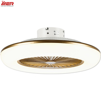 Ventilateur de plafond encastré moderne avec lumière et télécommande, profil bas, 6 vitesses, réversible, LED, sans pales