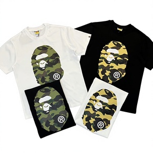 Camiseta <span class=keywords><strong>de</strong></span> Doble Cara con Diseño <span class=keywords><strong>de</strong></span> Cabeza <span class=keywords><strong>de</strong></span> Mono <span class=keywords><strong>de</strong></span> Dibujos Animados, Resistente a la Inflación, Mezcla <span class=keywords><strong>de</strong></span> Algodón y Lino Puro, 230g, Corte Holgado, Moderna, para Parejas - Product Image 1