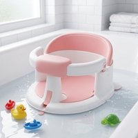 Chaise de bain antidérapante pour bébé, siège de douche pour nourrissons avec barre de sécurité avant et ventouses puissantes, matériau PP+TPR, 0-18 mois