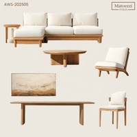 Ensemble de meubles de salon modernes en bois massif de luxe, écologiques, comprenant un canapé, des tables d'appoint, des fauteuils, pour la salle de séjour ou le patio.