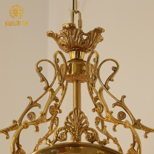 Jewellerytop Europäische Aristokratie Glas-Lampenschirm Klassische Eleganz Pendelleuchte Messing-Laterne Kronleuchter - Product Image 6