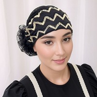 Chapeau bandeau de travail pour femme, toutes saisons, anti-poussière, anti-cheveux gris, respirant, séchage rapide, en fibre acrylique, dentelle zigzag, élastique