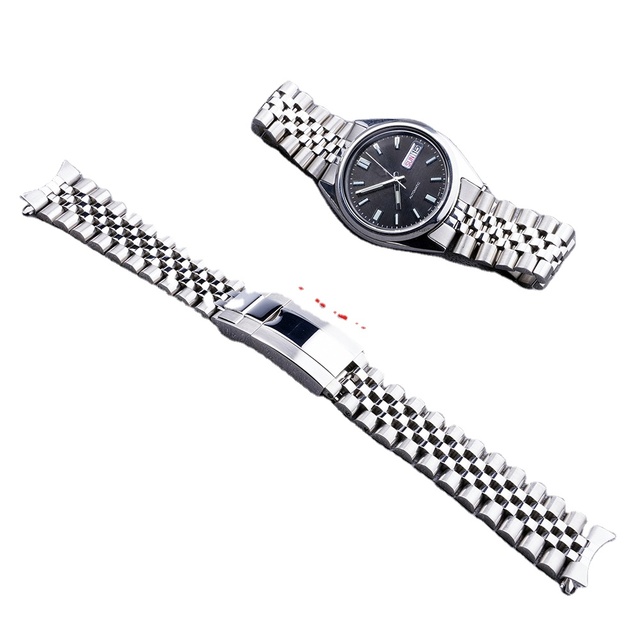 Seiko 5 SNXS73K1 SNXS77 SNXS79K1/J1 Luxury Watch Band Jubilee Bracelet Strap 19mm Silver Hollow Curved End Solid Screw Links