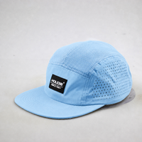 Casquette de randonnée légère en nylon personnalisée OEM, perforée, respirante, séchage rapide, imperméable, 5 panneaux, visière plate, pour hommes, course à pied, camping