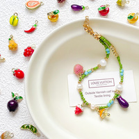 Pendentif en forme de fruit en alliage goutte à goutte pour la fabrication de bijoux Strawberry Lychee Mushroom Papaya Beads Necklace Bracelet
