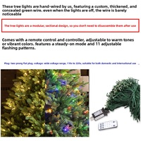 Sapin de Noël en PE pur haut de gamme, décorations de Noël, sapin artificiel luxueux pré-éclairé et dense