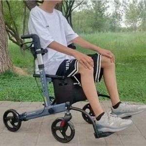 <b>Walker</b> Rollator Four Wheel Sit And <b>Push</b> Folding Mobility Aid For Elderly Outdoor Use - Product Image 1