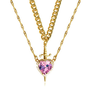 Creative New One-Arrow-Through-Heart Pendant <strong>Necklace</strong> Gold Plated Love <strong>Dagger</strong> Diamond Clavicle Chain Trendy for Valentine's Day - Product Image 4