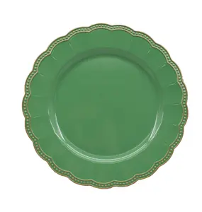 JJ plastic wedding beaded charger plate emerald green spring theme under plates for tables