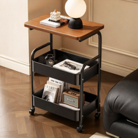 Chariot utilitaire à roulettes multi-niveaux avec cadre robuste en acier au carbone, chariot de rangement mobile autoportant avec roues pivotantes