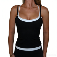 Ensemble de yoga 2 pièces pour femmes, haut d'entraînement à bretelles spaghetti avec bordure contrastée léopard, short taille haute, vêtements de sport et de fitness