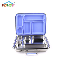 Boîte à lunch Oumego en acier inoxydable durable avec compartiments amovibles en silicone, ensemble de boîtes à bento pour enfants pour l'école