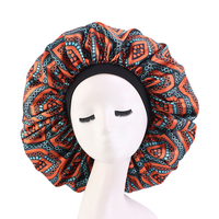 Bonnet de nuit rond en satin imprimé floral africain grande taille pour femme, bandeau de bain pour cheveux