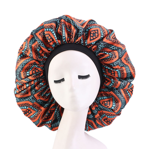 Bonnet <span class=keywords><strong>de</strong></span> nuit rond en satin imprimé floral africain grande taille pour femme, bandeau <span class=keywords><strong>de</strong></span> <span class=keywords><strong>bain</strong></span> pour cheveux - Product Image 4