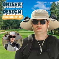 Casquette solaire à ventilateur intégré, large bord, protection solaire, casquette de sport, ventilateur de refroidissement alimenté par USB, respirante, imperméable, réglable, pour l'extérieur, 100%