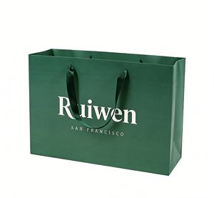 Sacs de courses en papier vert recyclé personnalisés pour vêtements, emballage promotionnel, avec votre propre logo, vente en gros, poignée artisanale personnalisée - Product Image 6