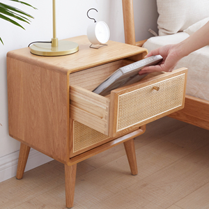 Solid <b>Oak</b> <b>Bedside</b> <b>Cabinet</b> Modern Simple Nightstand Nordic Bedroom Storage Drawer <b>Cabinet</b> - Product Image 4