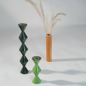 Artisan Glossy Lacquer Candlestick, Modern Elegant Taper Candle Holder Stand for Living Room Shelf Mantel Decor - Product Image 5