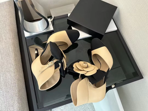 Sandalias Camelia de Diseñador de Lujo de Alta Calidad 2026, Zapatos Franceses Baotou con Tacón Fino y Bloques de Color en Piel de Oveja - Product Image 5