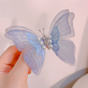 Gran oferta, nuevos accesorios para el cabello para niños con mariposa 3D, pinza para el pelo, tocado Hanfu para niña y bebé, horquillas