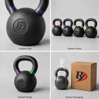 Kettlebell en fonte noire thermolaquée durable 4-32 kg pour exercices de musculation personnels et en salle de sport