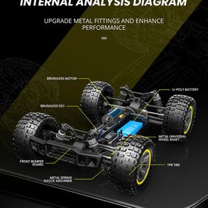 รถแข่งออฟโรดบังคับวิทยุ 2.4G Brushless ความเร็วสูง 50-60 กม./ชม. 4CH สำหรับทุกสภาพพื้นผิว รุ่น 200E ขนาด 1:10 ขับเคลื่อนสี่ล้อ - Product Image 3