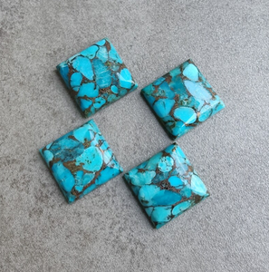 Turquesa Azul Natural, Cabujones Cuadrados Planos, Piedras Preciosas para Joyería, Todos los Tamaños, Mohave, Color Estabilizado, Cambio de Color, AMARA - Product Image 5