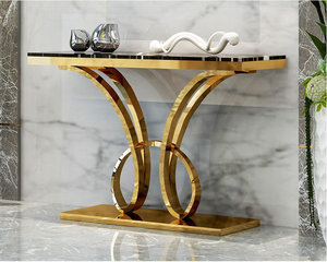 Luxury Stainless Steel Marble Top Entrance Foyer Console <strong>Entry</strong> <strong>Table</strong> Hallway <strong>Table</strong> for Home Hotel Furniture - Product Image 5