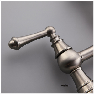 AMAXO Latón Níquel cepillado 4 agujeros Pulverizador Lavabo frío y caliente Fregadero Grifo de cocina Grifo de agua - Product Image 1