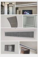 Grille de sortie d'air conditionné central linéaire à cadre étroit en ABS noir, carrée, moderne, à couche unique, avec persiennes intégrées