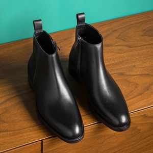 Nouvelles Bottes Chelsea Mi-mollet Décontractées et Habillées pour l'Hiver en Cuir Véritable, à Enfiler, Imperméables, Antidérapantes, Chaudes et Tendance - Product Image 4