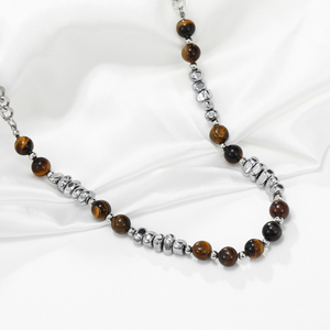 Regalo de joyería de piedra Natural de moda Regreso a los antiguos Collar de cuentas de piedra de ojo de Tigre de ónix negro para mujer - Product Image 3