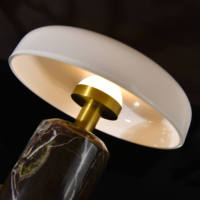 Lampu Meja LED Kubah Marmer Alami Mewah dengan Desain Sederhana, Tenaga Listrik untuk Dekorasi Rumah Modern di Kamar Tidur, Ruang Tamu & Kantor