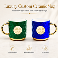 Tasse à café en céramique en cuivre métallique avec plaque de nom de luxe gravée avec logo personnalisé, cadeaux d'affaires classiques, mug en porcelaine pour le lait
