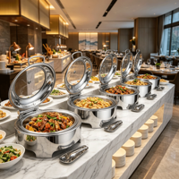 Ensemble de réchauds électriques FLEY en acier inoxydable poli de luxe pour banquets, fêtes et services de traiteur